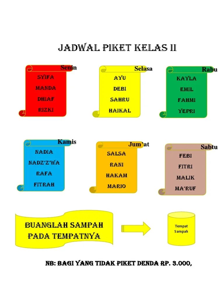 Jadwal Piket Kelas 2 | PDF
