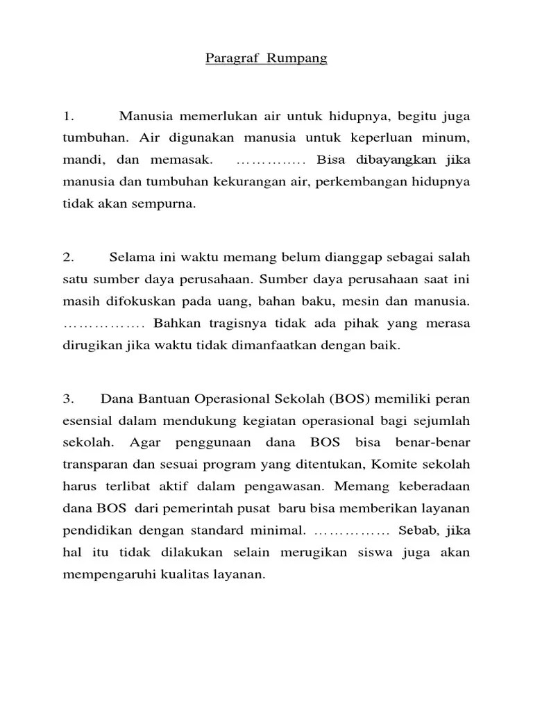 Contoh Paragraf Rumpang