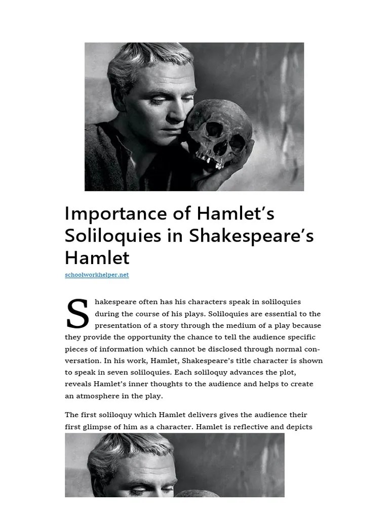 Importance of Hamlet’s Soliloquies Hamlet