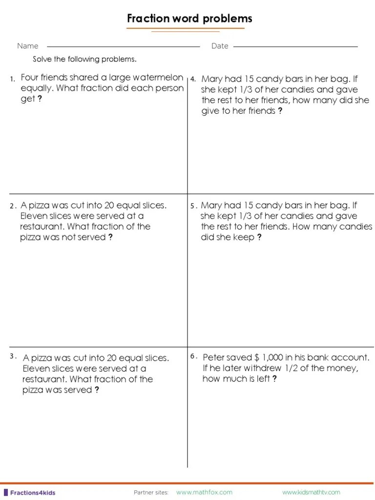 Fraction Word Problems