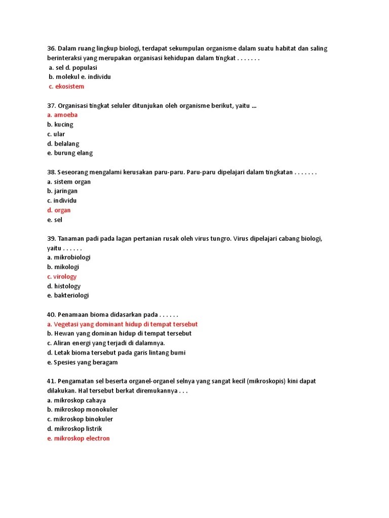 Biologi Ruang Lingkup-Soal DR Internet | PDF