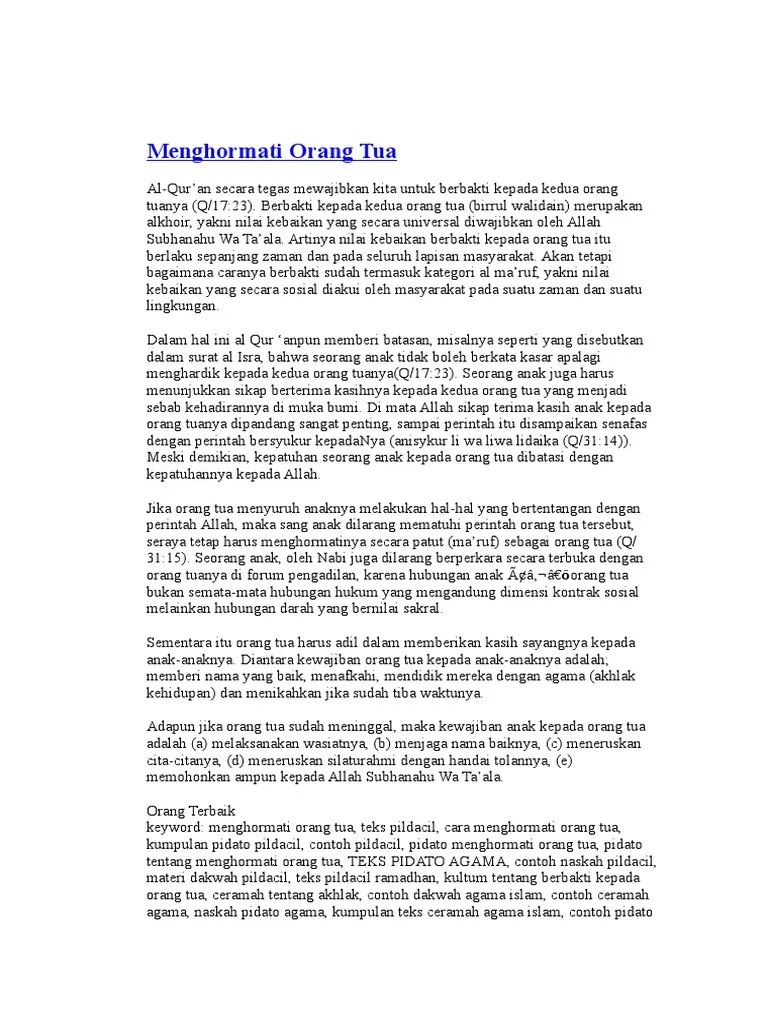 Hadits Tentang Berbakti Kepada Orang Tua Brainly - Nusagates