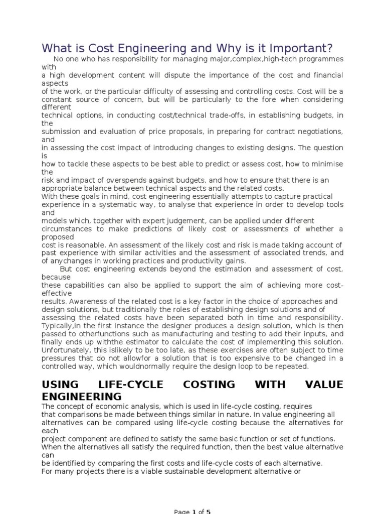 What Is Cost Engineering and Why Is It Important? Using LifeCycle