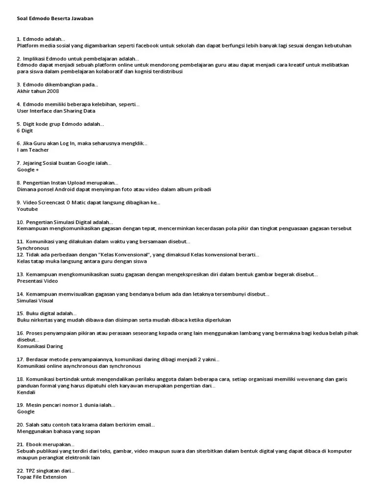 Soal Dan Jawaban Edmodo | PDF