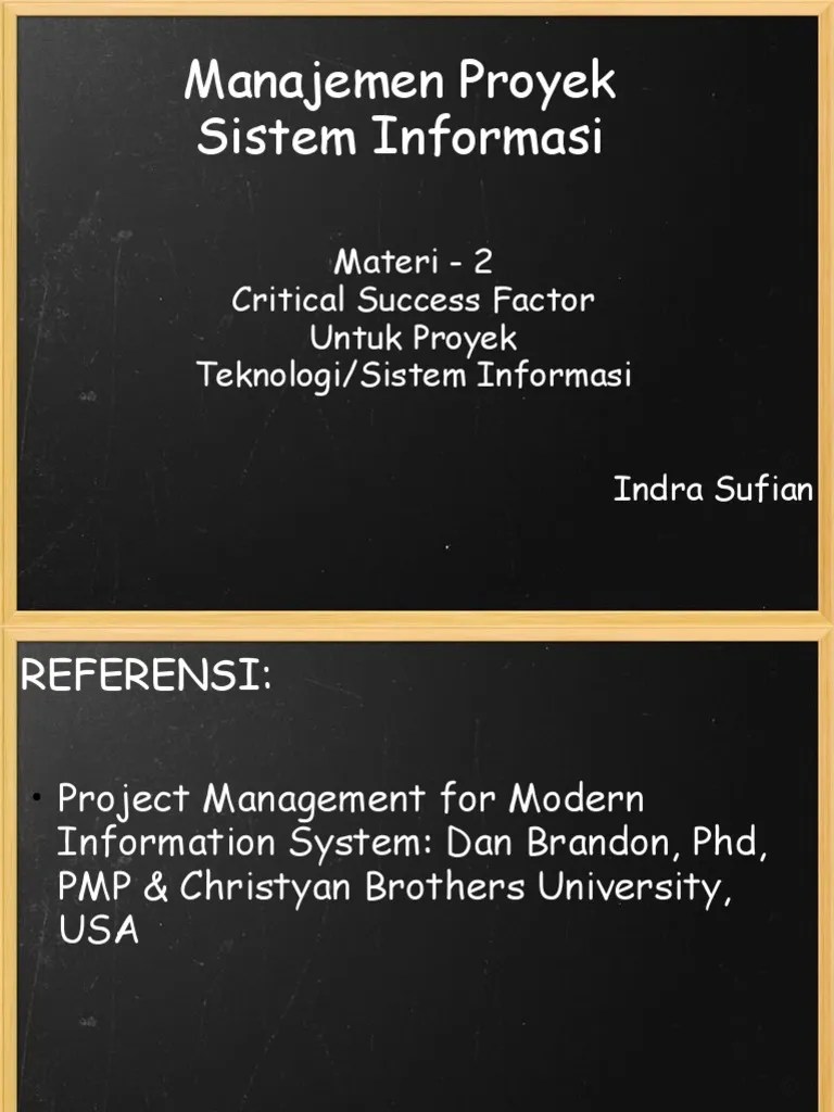 Mata Kuliah Manajemen Proyek Sistem Informasi Materi 2
