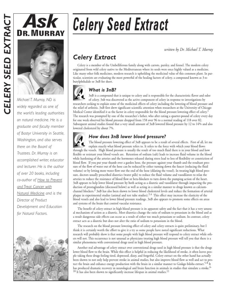 Promising Properties of Celery Seed Extract An Exploration of 3nB's