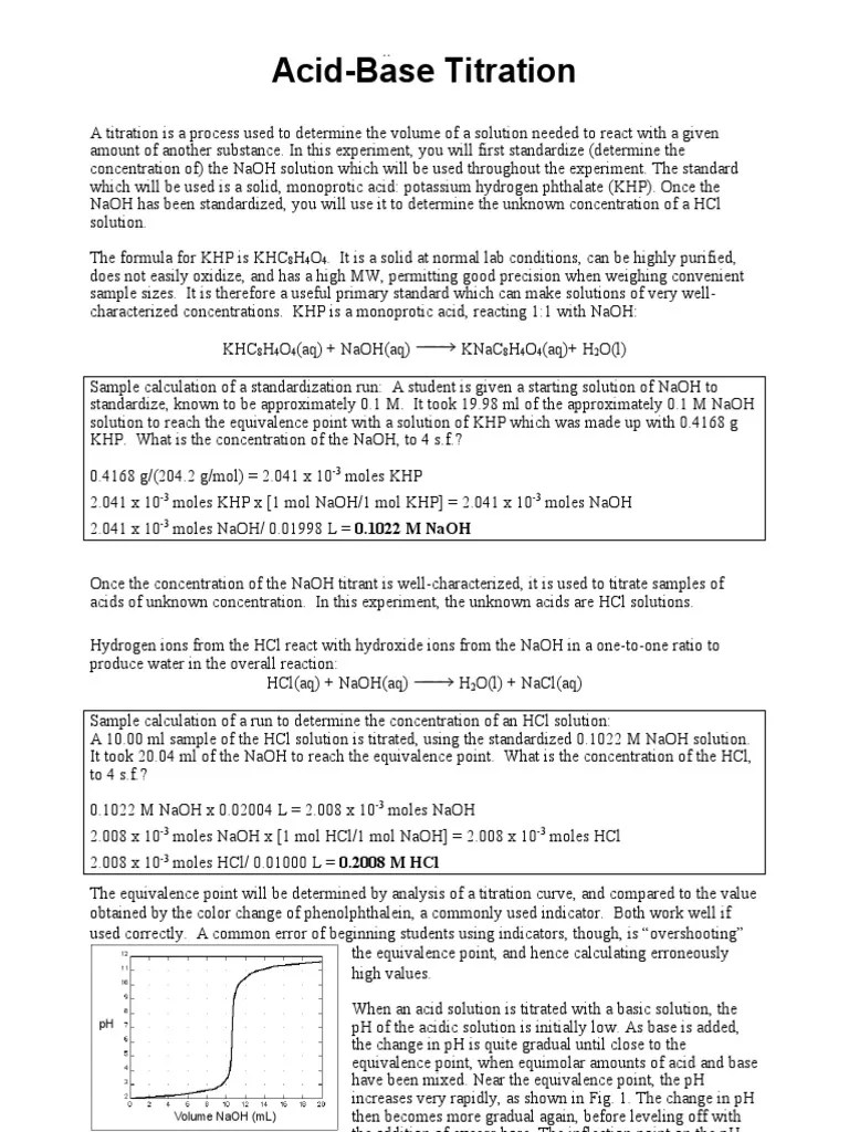 Acid Base Titration Experiment 4 PDF Chemistry Scientific Techniques