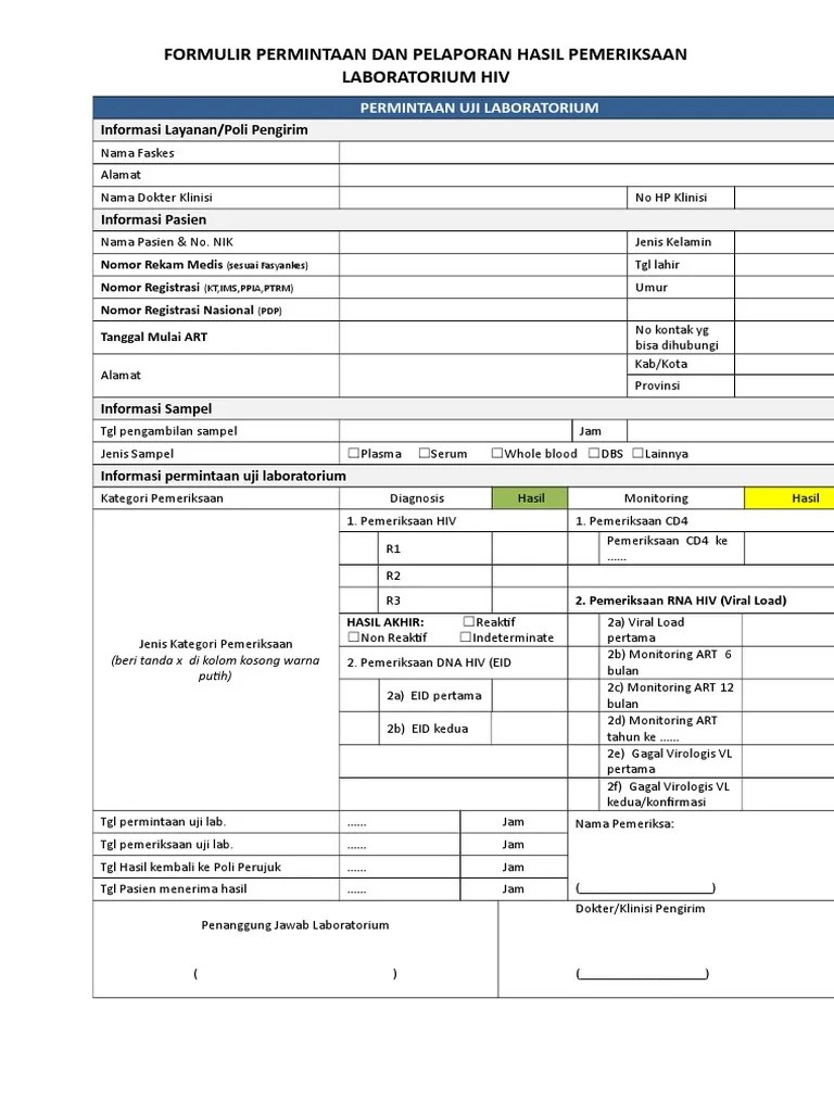 Lampiran 1. Formulir Permintaan Dan Pelaporan Hasil Pemeriksaan