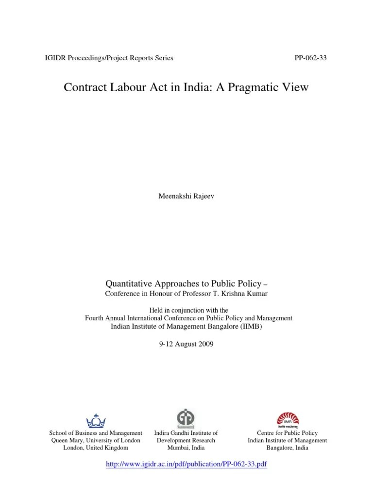 Contract Labour Act in India Overtime Bribery