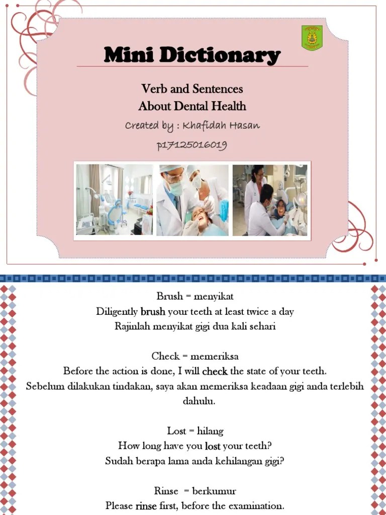 BAHASA INGGRIS Mini Dictionary PDF Oral Hygiene Dentistry