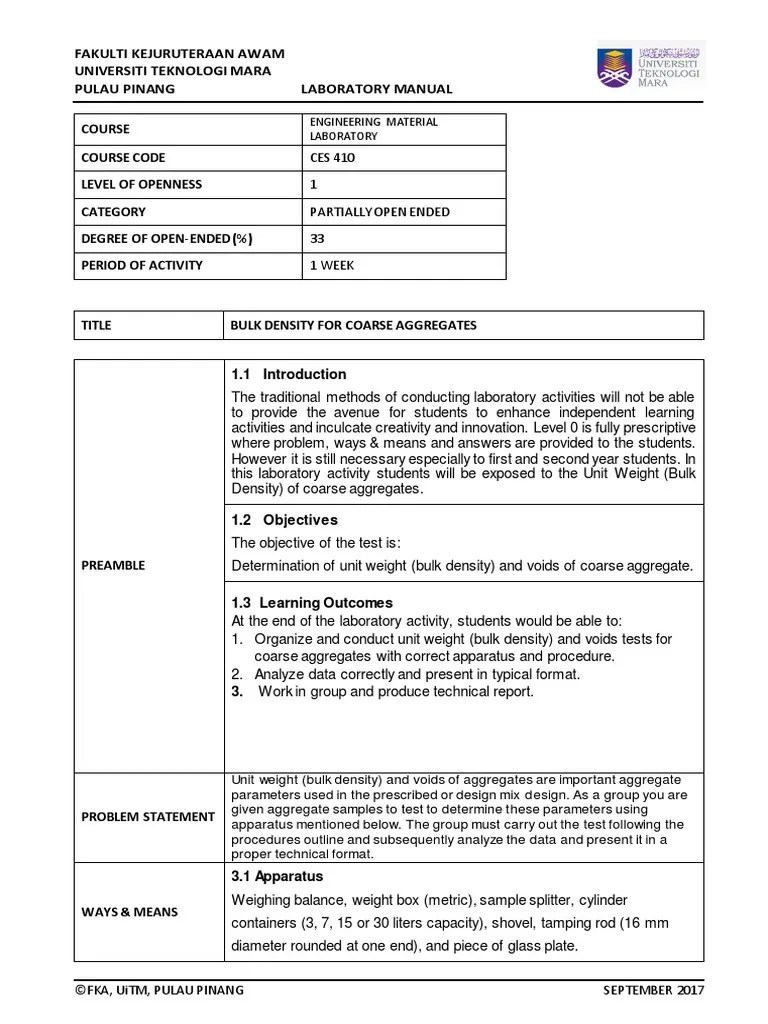 LEVEL 1 Bulk Density of coarse aggregate.pdf Density Volume