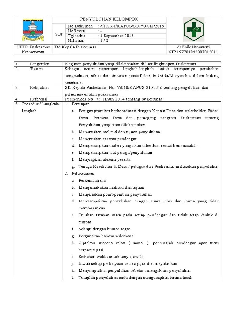 Sop Penyuluhan Kelompok | PDF