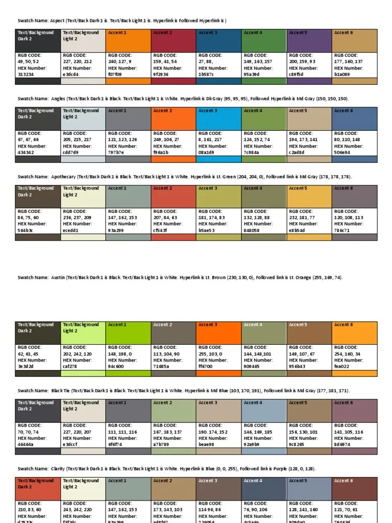 Word 2013 RGB and Hexadecimal Value Analysis Hyperlink Rgb Color Model
