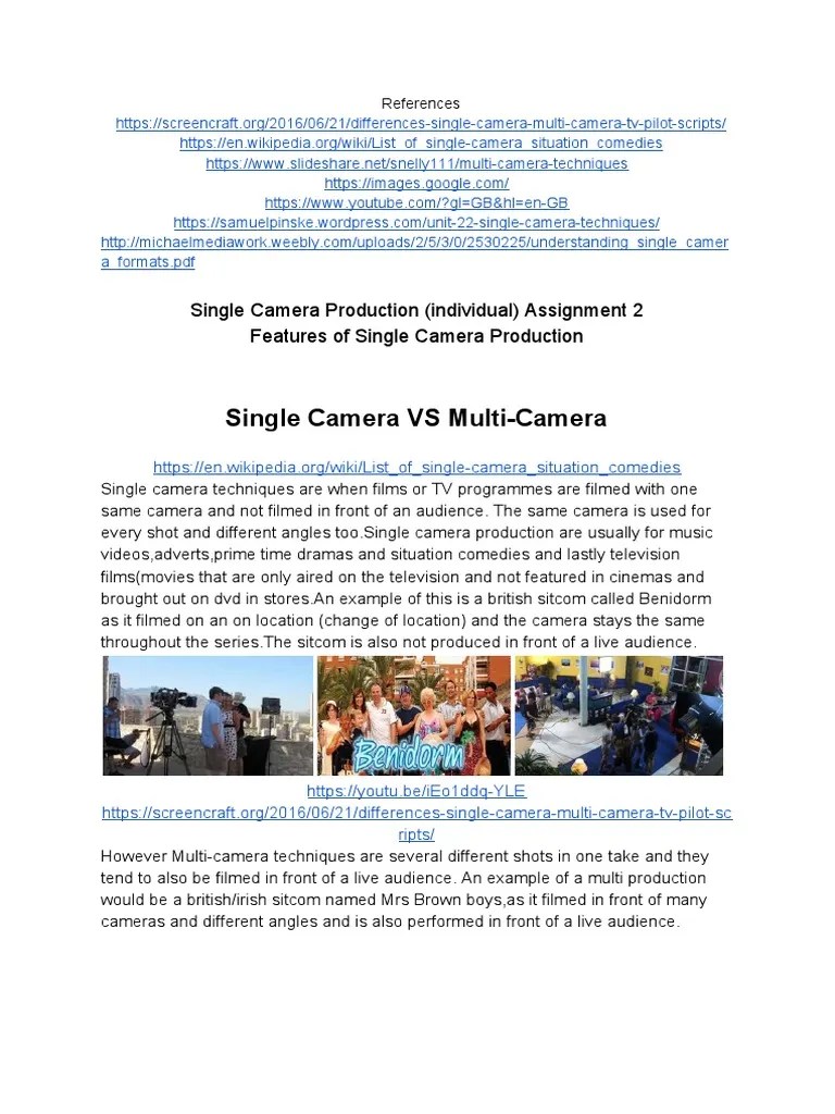 Single Camera Production PDF Entertainment Leisure