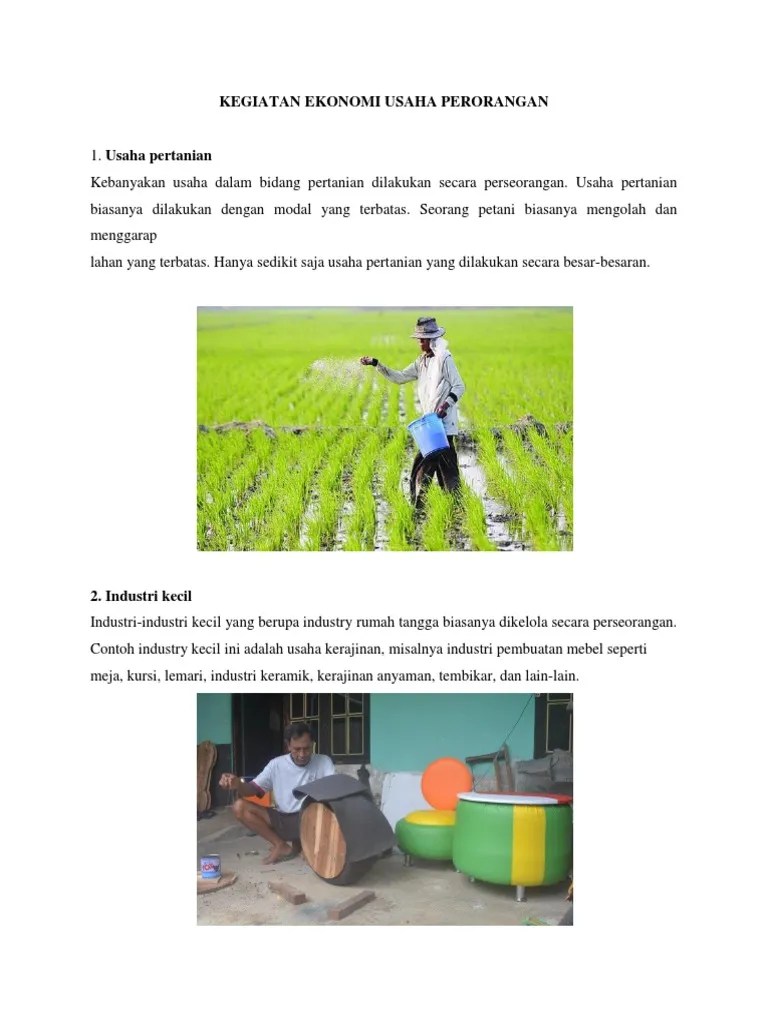 Kegiatan Ekonomi Usaha Perorangan