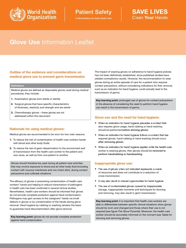 Glove Use Information Leaflet (WHO)