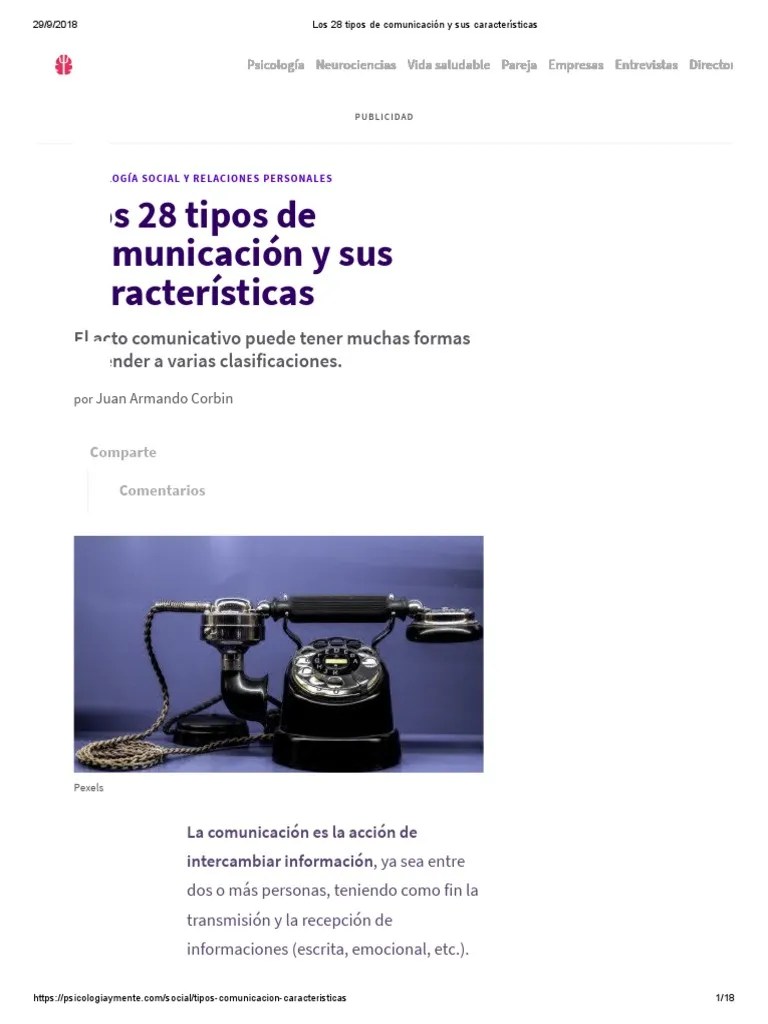Los 28 Tipos de Comunicación y Sus Características Comunicación no