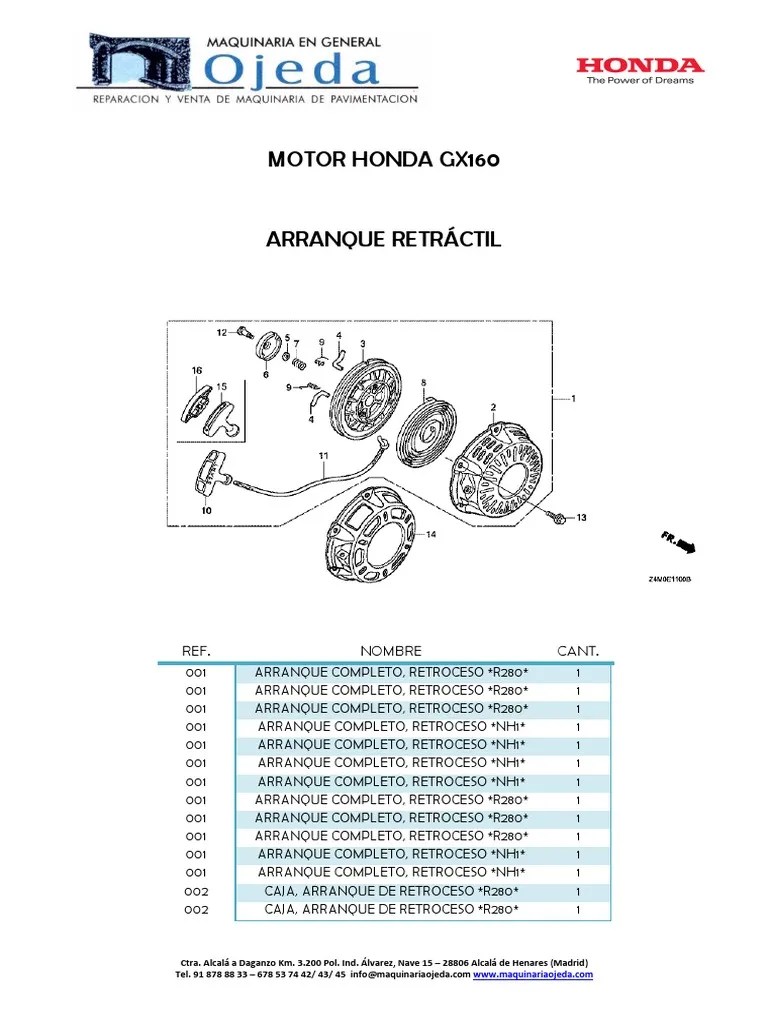 Despiece Motor Honda GX 160 | PDF | Tecnología de vehículos