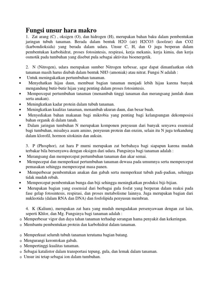 Fungsi Unsur Hara Makro | PDF