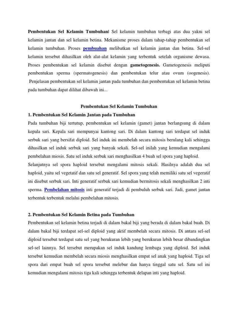 Pembentukan Sel Kelamin Tumbuhan
