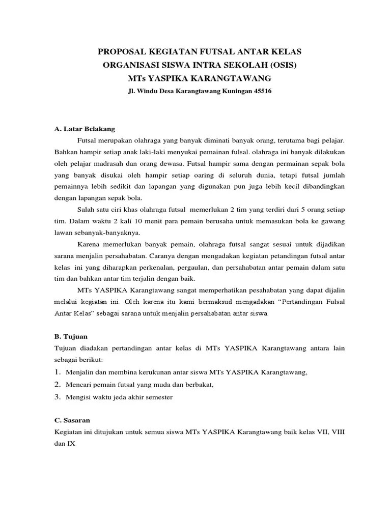 Proposal Kegiatan Futsal Antar Kelas | PDF