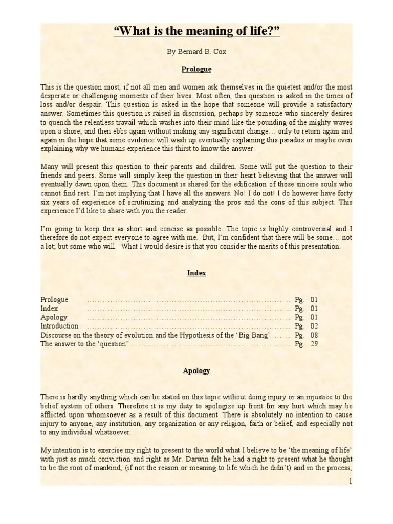 What Is The Meaning of Life by Bernard B. Cox PDF Adam Baptism