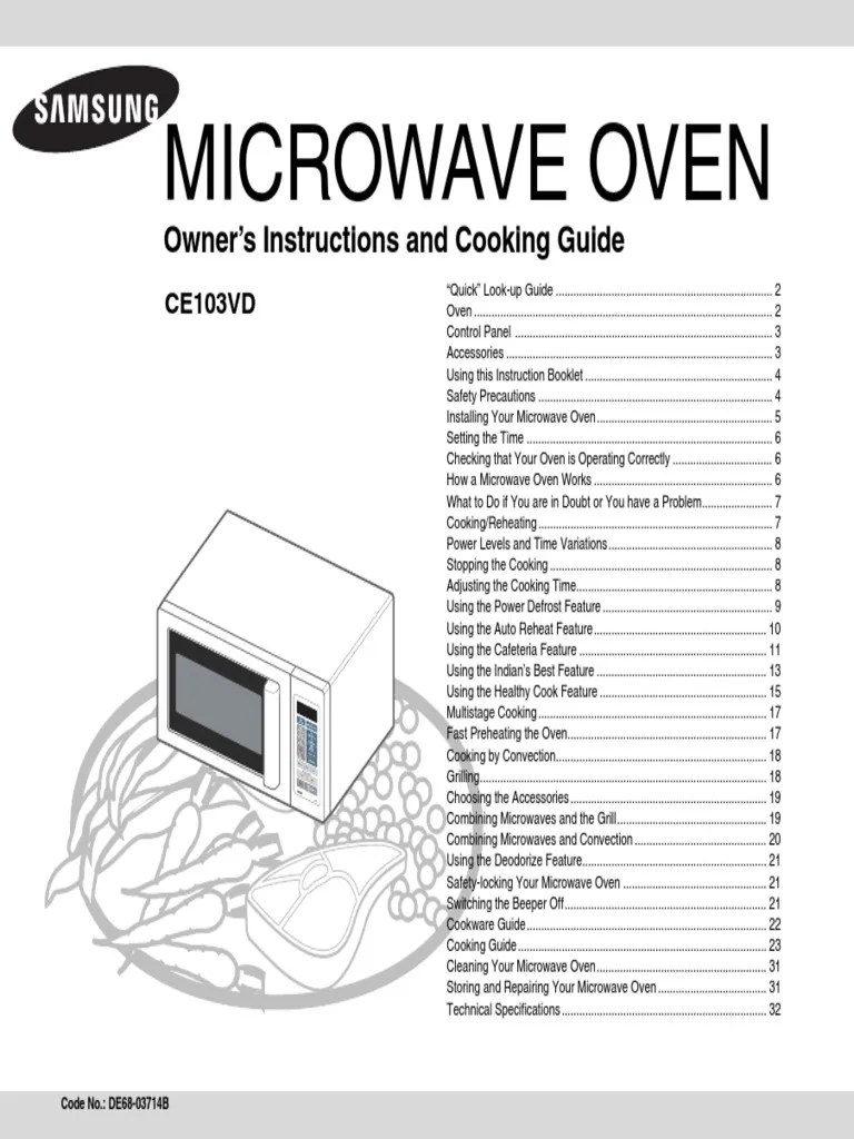 Samsung Microwave Manual PDF Cooking Food And Drink Preparation