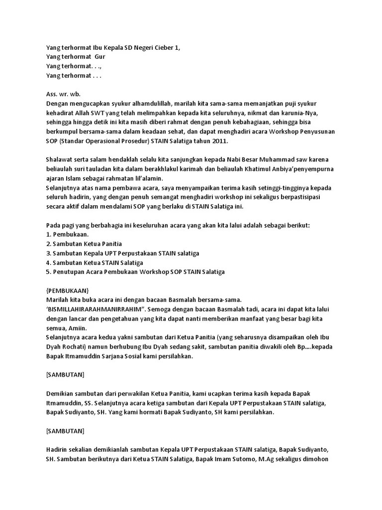 Contoh Kata Sambutan Pembukaan Acara Workshop