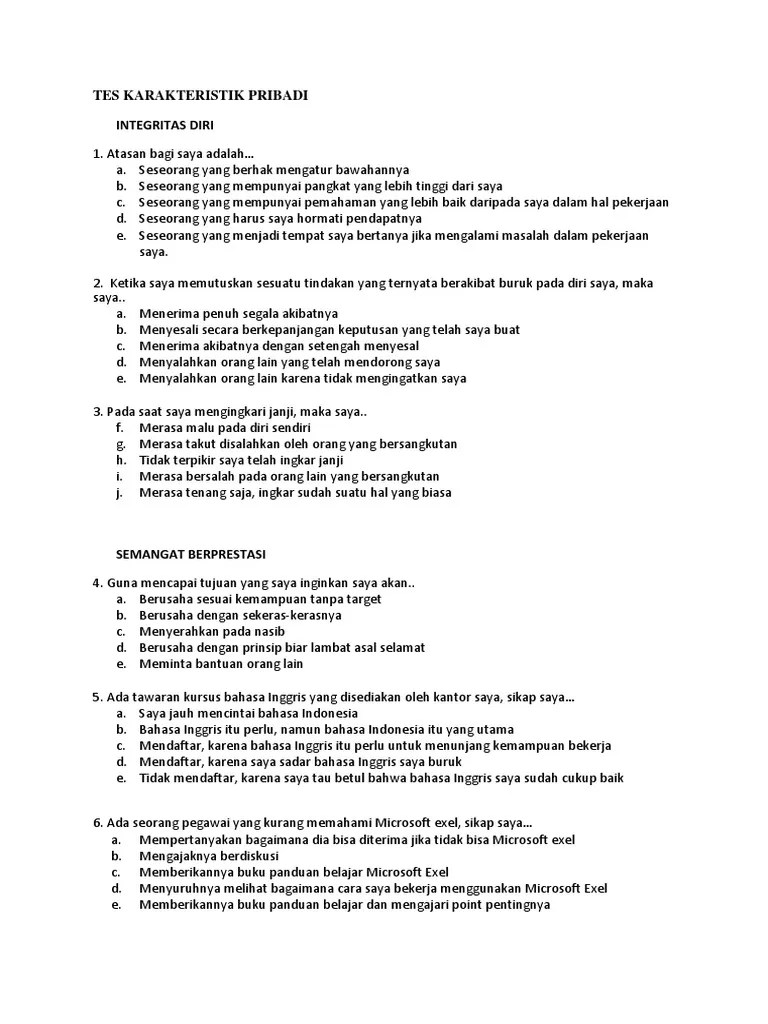 Tes Karakteristik Pribadi | PDF