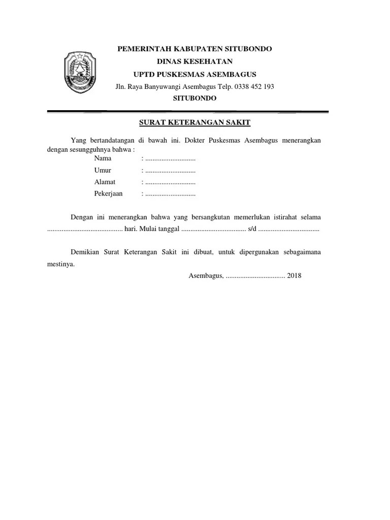 15 Contoh Surat Izin Sakit Puskesmas