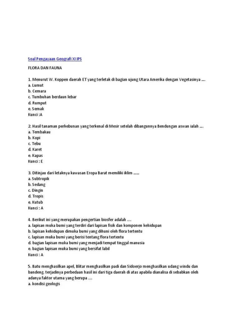Soal Dan Jawaban Geografi Kelas X | PDF