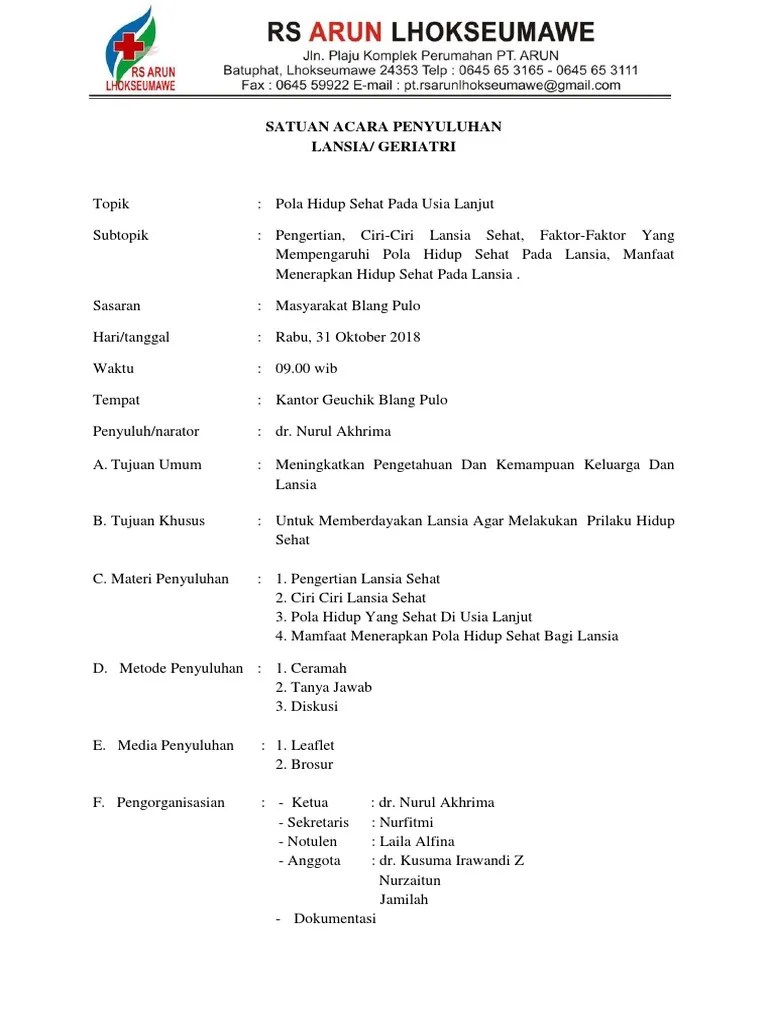 Satuan Acara Penyuluhan Geriatri Blang Pulo | PDF