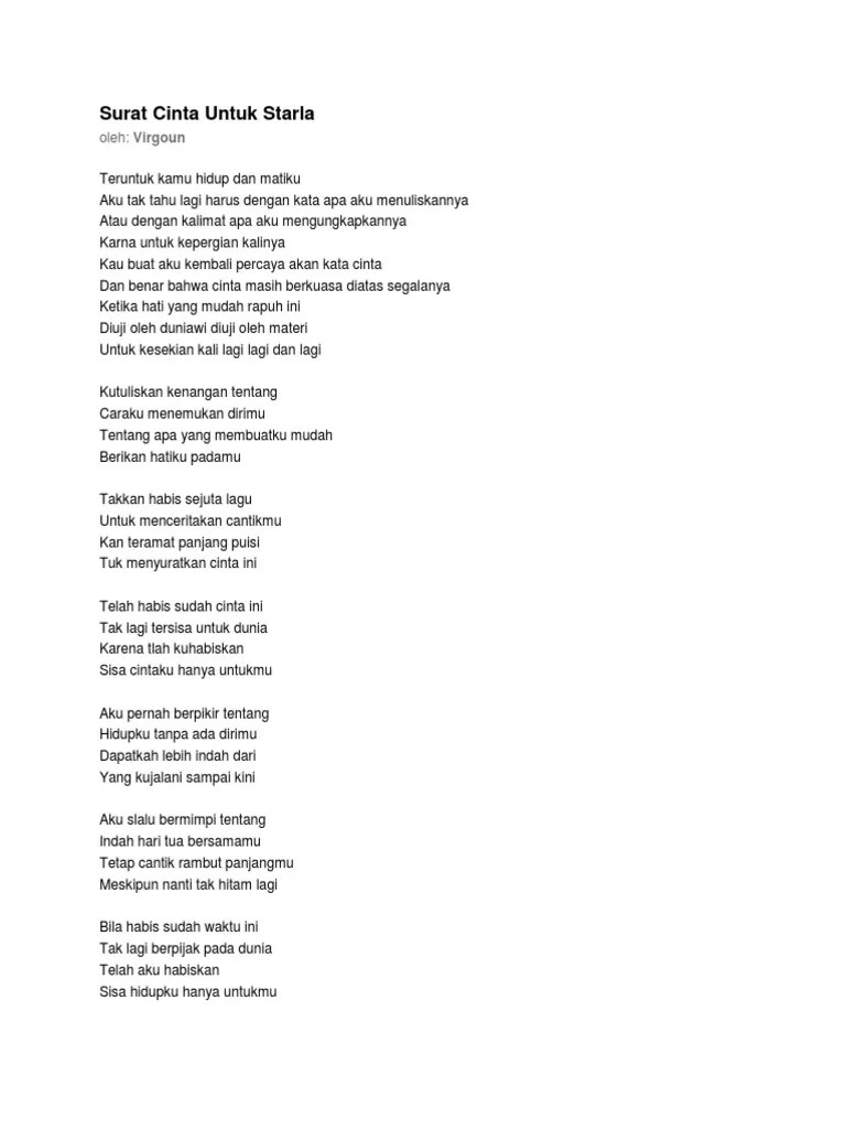 Download Surat Cinta Untuk Starla Tanpa Puisi KT Puisi