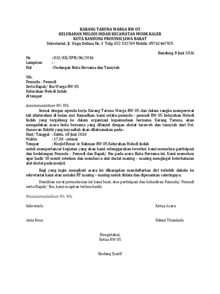 Contoh Surat Undangan Buka Bersama