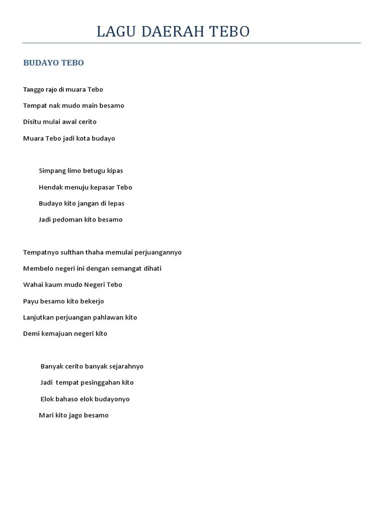 Lagu Daerah Tebo 1 | PDF