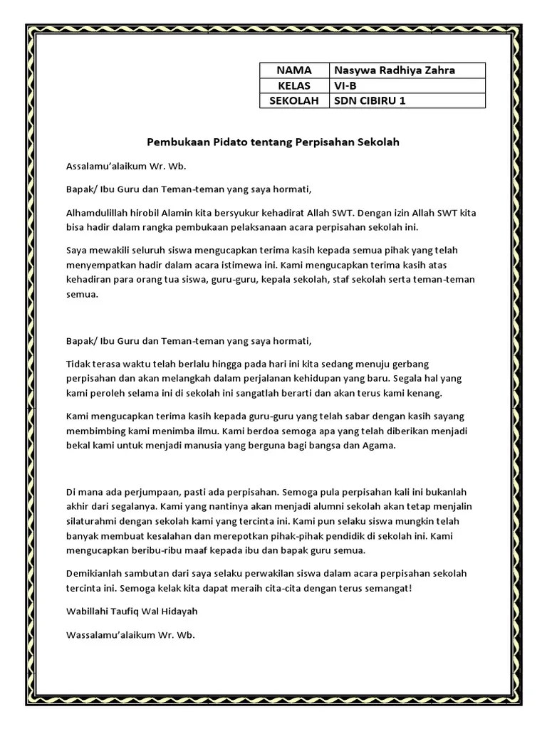 Pembukaan Pidato Tentang Perpisahan Sekolah | PDF