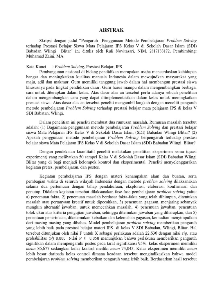 Contoh Abstrak Skripsi | Pdf