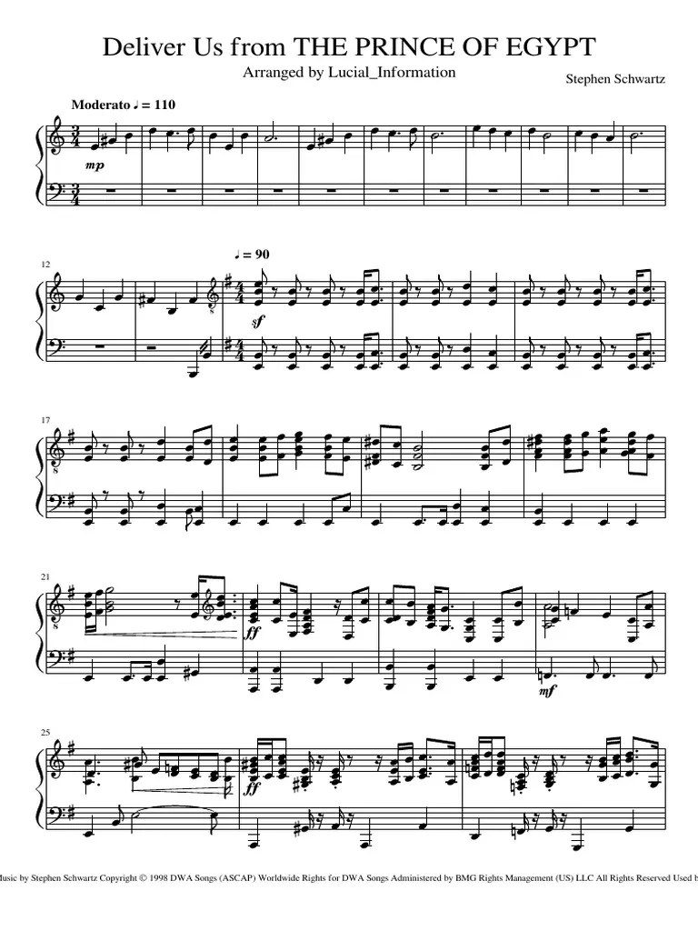 Deliver Us From The Prince Of Egypt Arranged by Lucial_Information