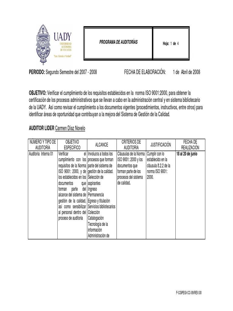 Ejemplo programa de Auditoria.pdf Auditoría Gestión de