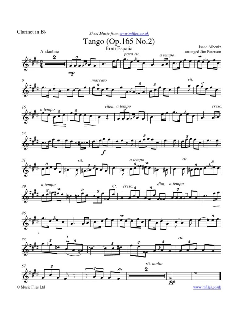 Isaac Albeniz Espana Tango Op165 No2 Arranged Part PDF PDF