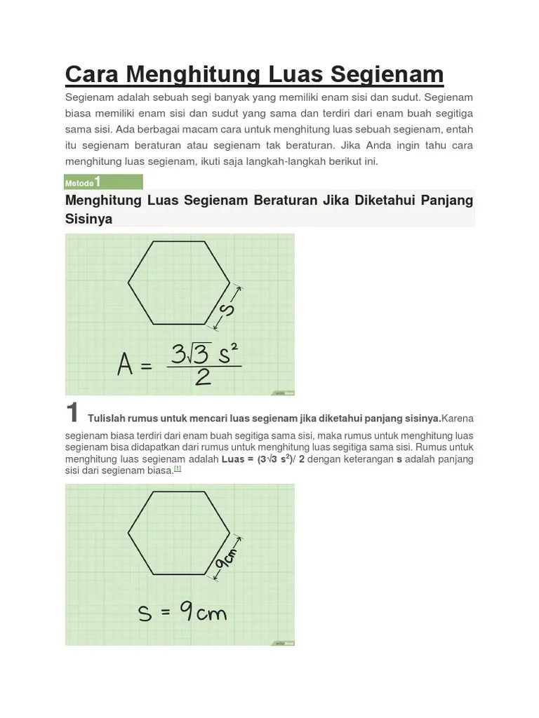 Cara Menghitung Luas Segienam | PDF