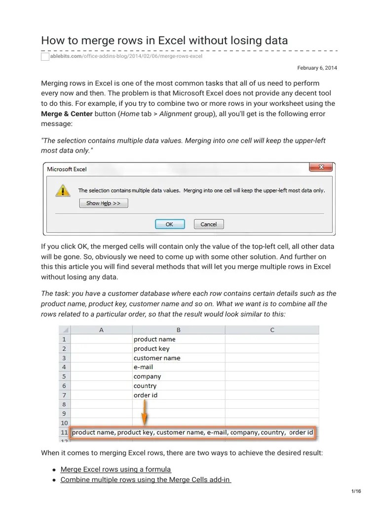 Merge Rows Without Losing Data