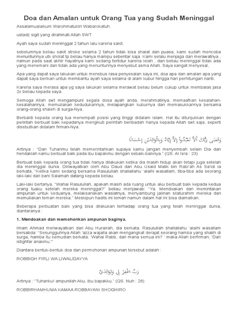 Doa Orang Tua Meninggal