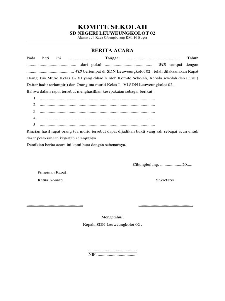 Berita Acara Rapat Komite | PDF