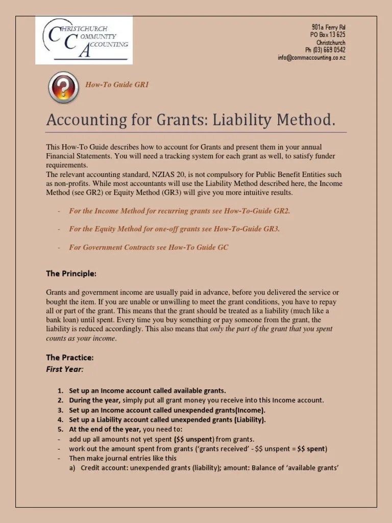 Accounting for Grants Using the Liability Method A StepbyStep Guide