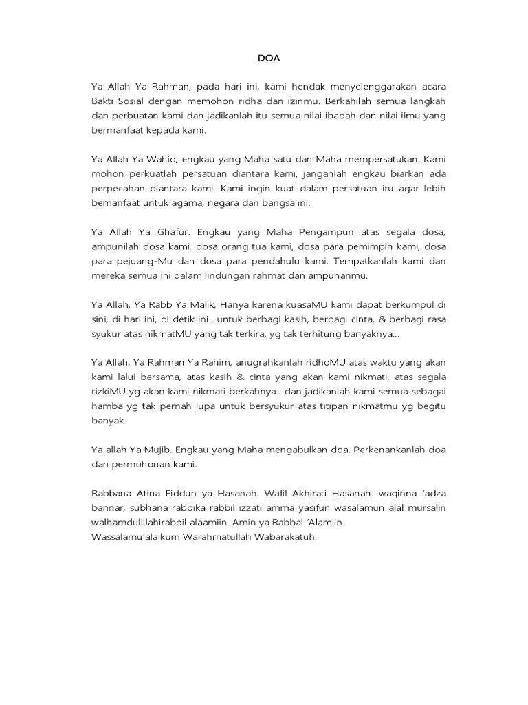 Doa Pembukaan Acara Bakti Sosial | PDF