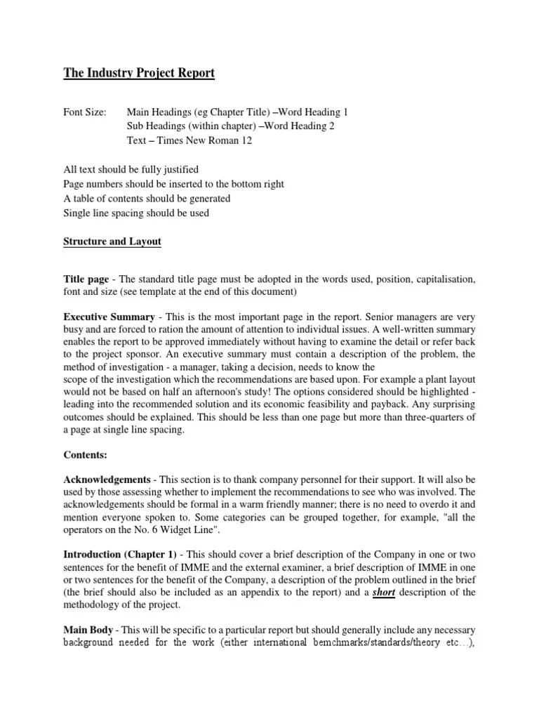 The Industry Project Report Guidelines PDF Page Layout Editing