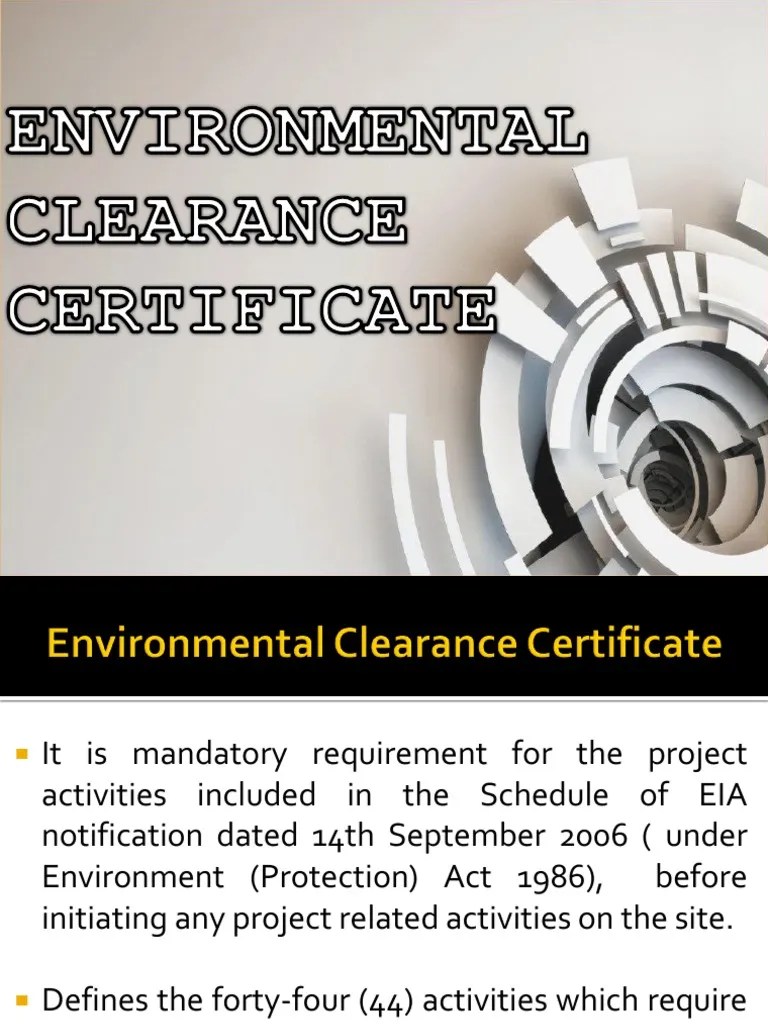 Environmental Clearance Certificate 1 PDF Environmental Impact