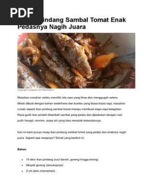 Resep Pindang Sambal Tomat Enak Pedasnya Nagih Juara | PDF