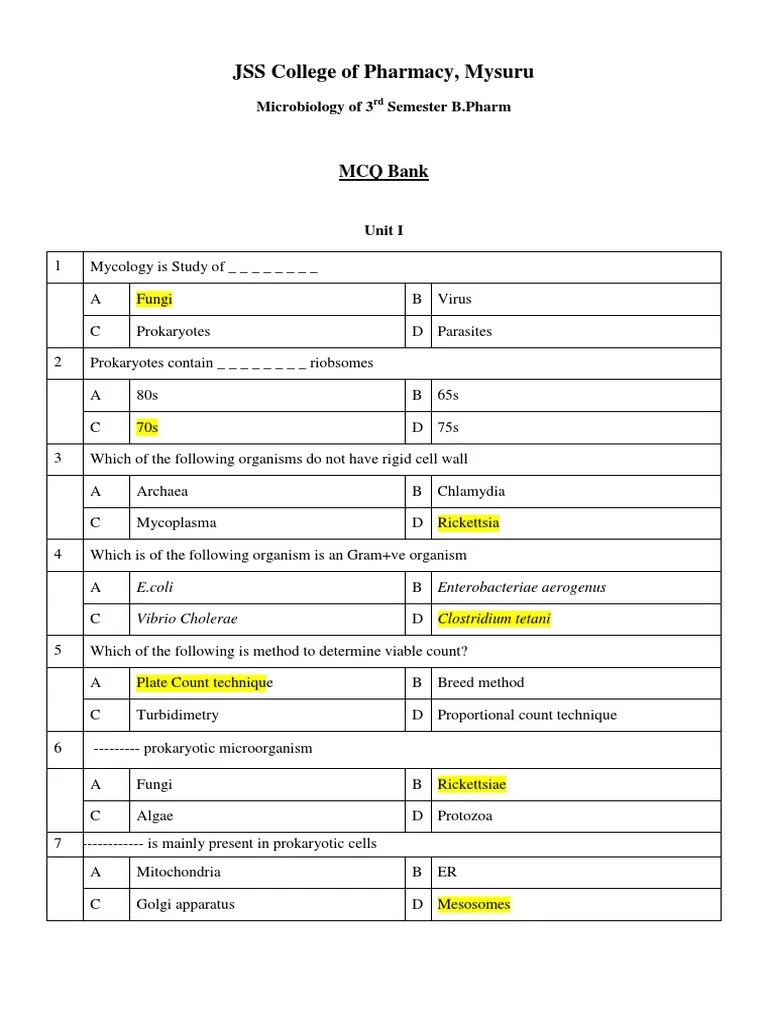 Microbiology Mcq Growth Medium Sterilization (Microbiology)
